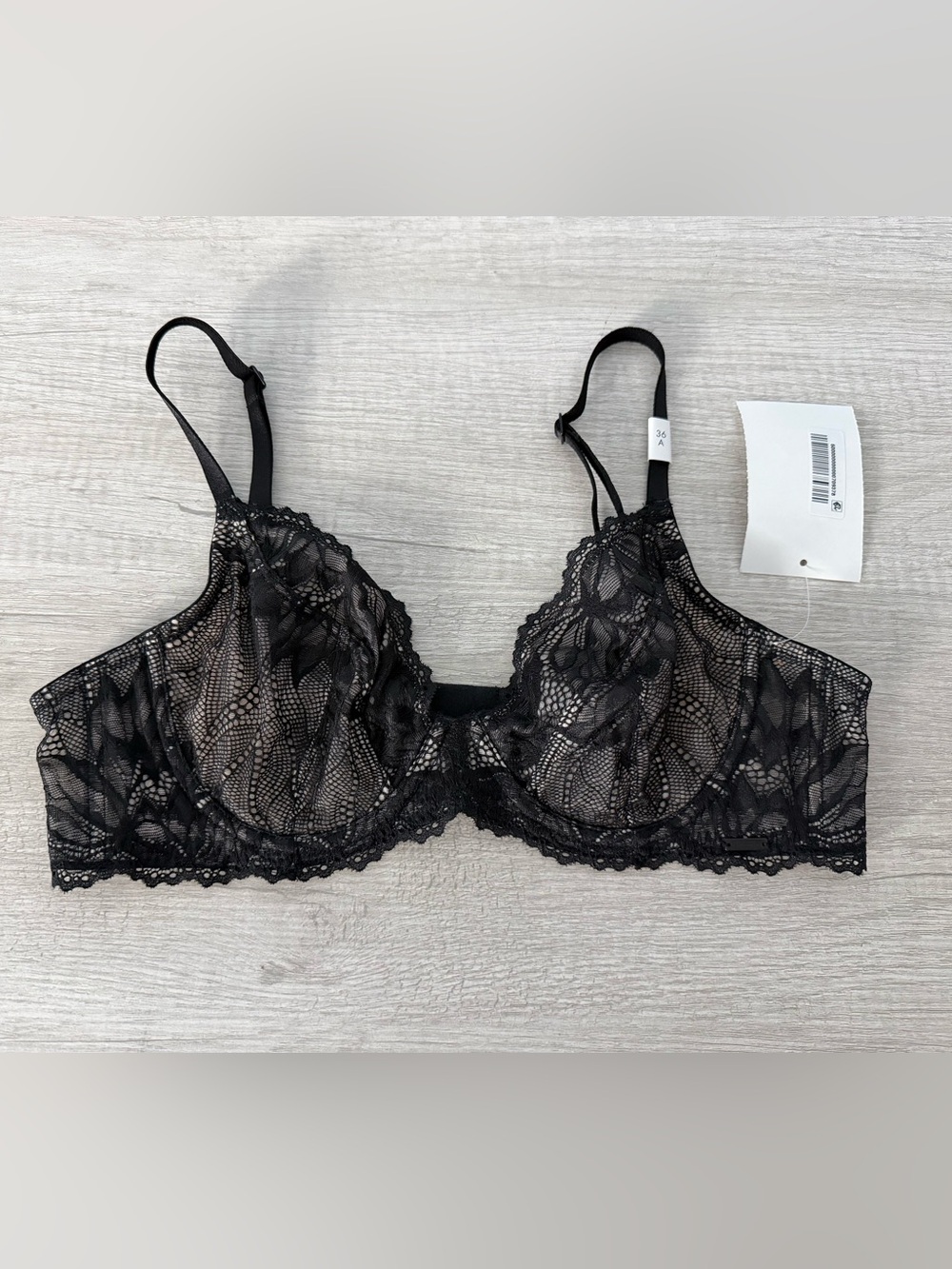 Calvin Klein Women’s Black Seductive Comfort Unlined Lotus Floral Bra Size 36A